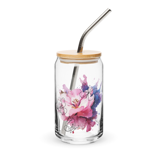 Vibrant Butterfly Glass Tumbler