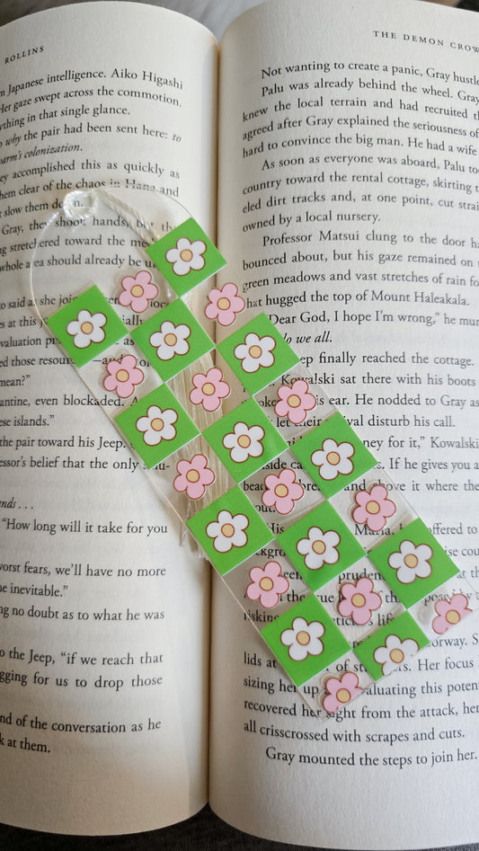 Checkered Flowers Bookmark